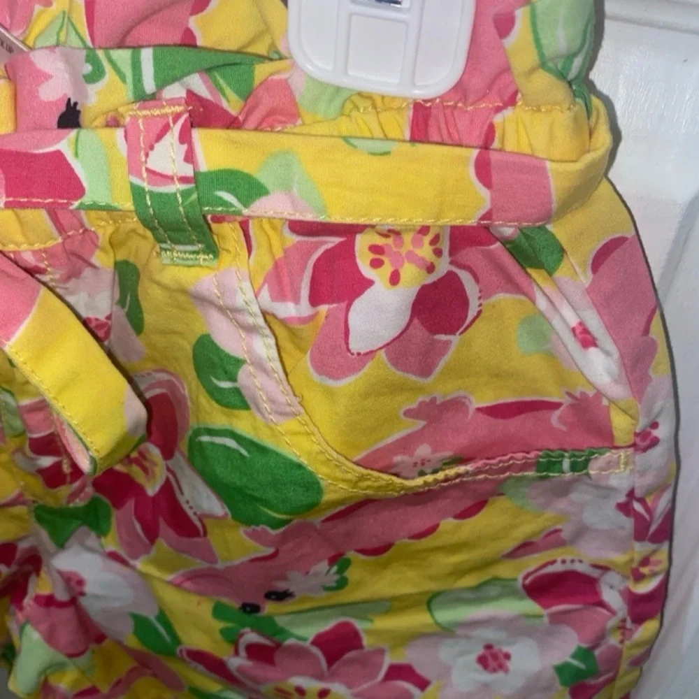 Gymboree Girls Floral Paperbag Waist Shorts Yellow Pink Size 6 NWOT